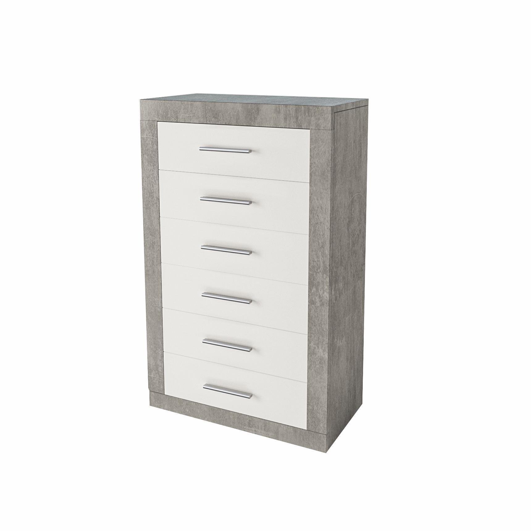 Комод Світ Меблів Омега 60 600x366x1090 мм ДСП Белый/Бетон