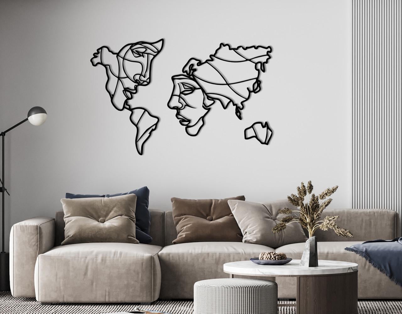 Декоративное панно на стену Upwood Decor Worldmap Love 60х93,6 см Black (1549920143)