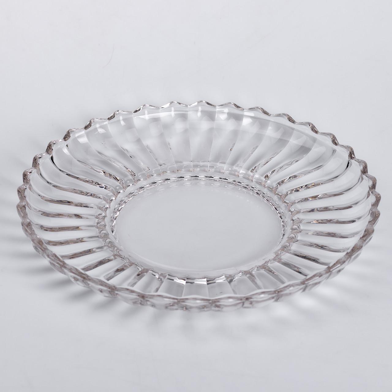 Блюдо сервировочное Flower из толстого стекла 28 см Прозрачный (HP-YH-32) - фото 4