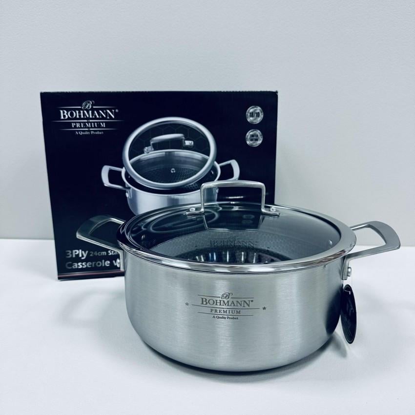 Каструля із нержавіючої сталі Bohmann BP-4100-24 зі скляною кришкою 24 см 4,9 л (2660563059) Каструля із нержавіючої сталі Bohmann BP-4100-24 зі скляною кришкою 24 см 4,9 л (2660563059)