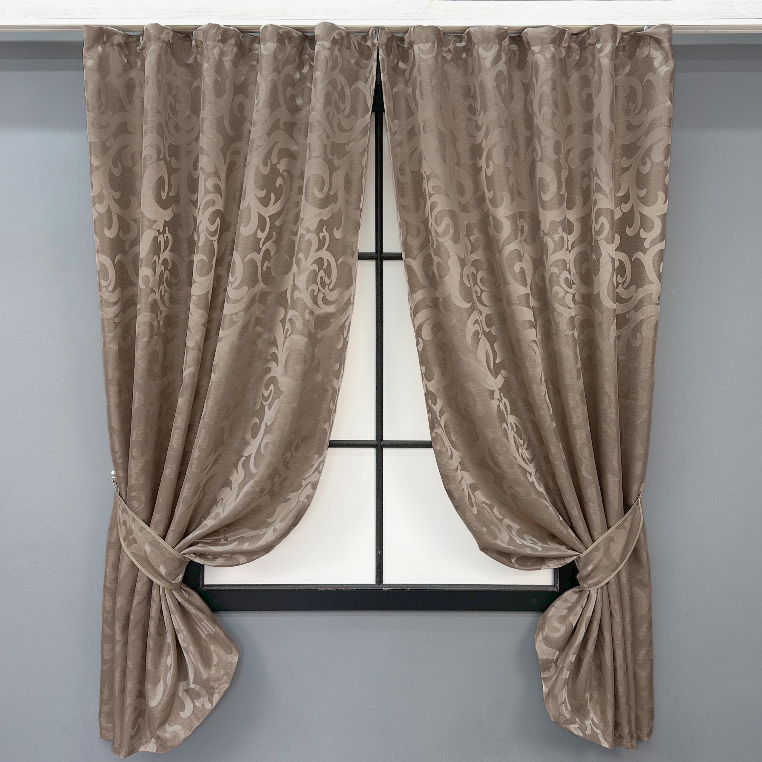 Комплект коротких штор VR-Textil Вензель №600ш жаккард 130х170 см 2 шт. Какао (35-0239)