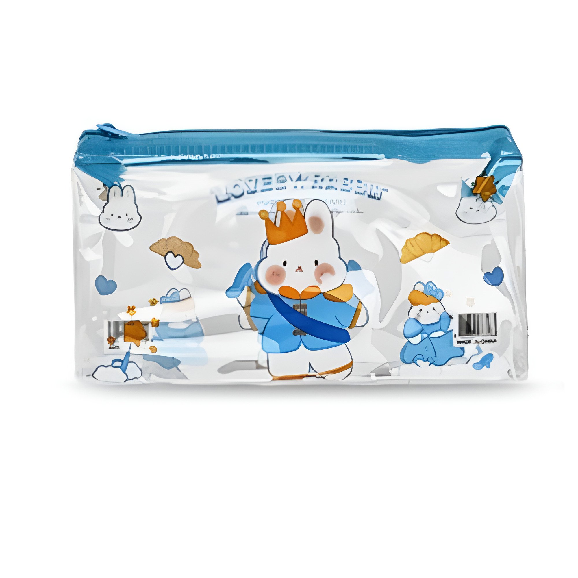 Папка-конверт на блискавці Stenson WW00921ST 19х10 см Прозорий з блакитним (25441566)