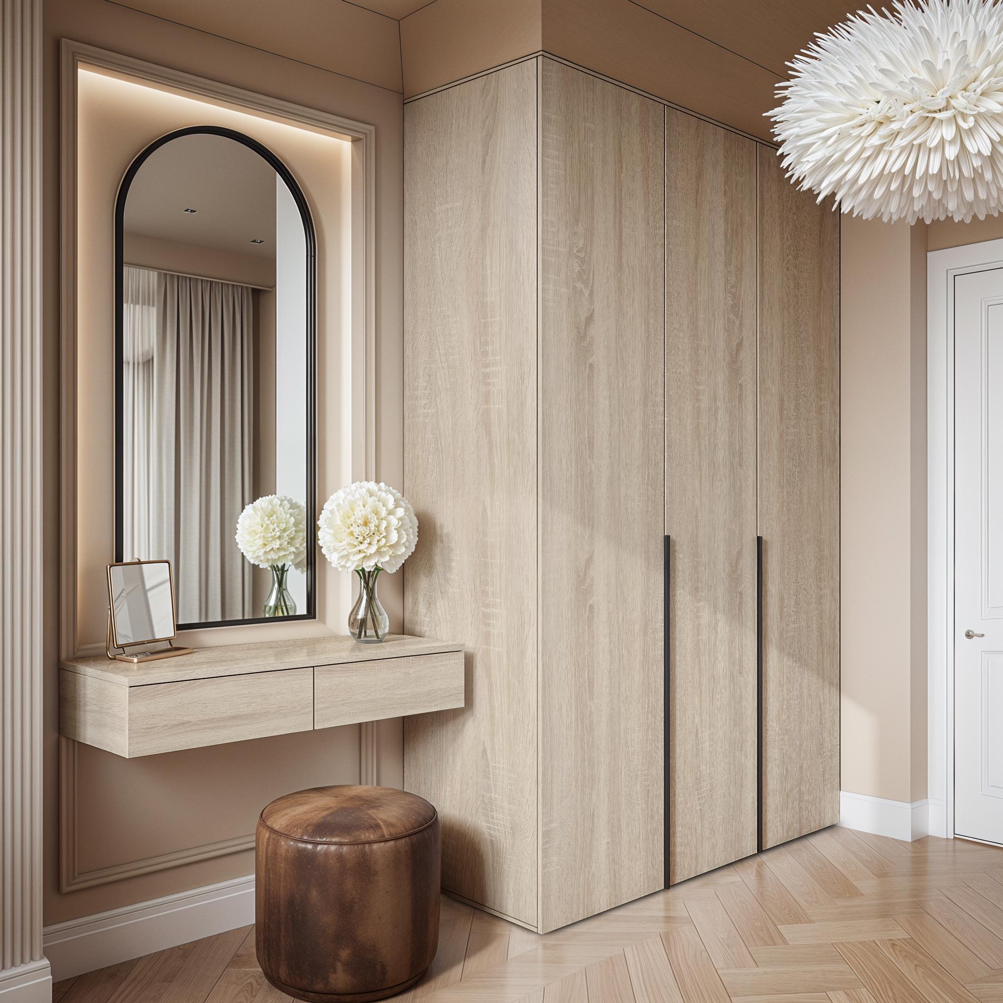 Комплект мебели Moris шкаф с полками и штангой и туалетный стол 2800x520х2200 мм Дуб Сонома - фото 1