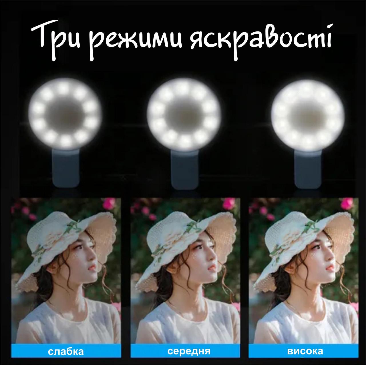 Селфи лампа беспроводная Led для смартфона Blue (137099) - фото 4