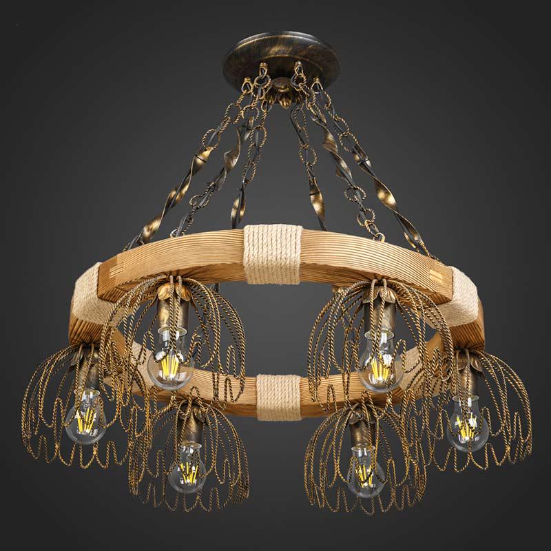 Люстра подвесная деревянная Light House DL-13001 Бронзовый