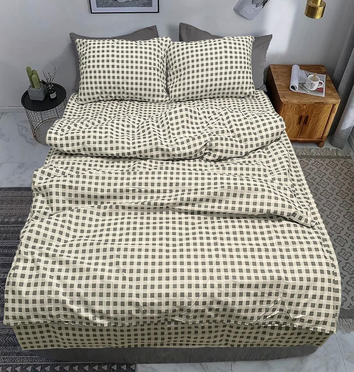 Комплект постельного белья Zastelli Клеточка бязь полуторная 145х210 см Серый/Белый (20711)