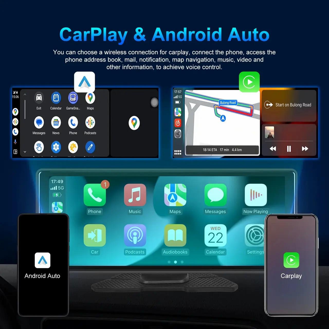 Автомобильный видеорегистратор T99 microSIM GPS Android Wi-Fi CarPlay Bluetooth FM с камерой заднего вида (20584552) - фото 4