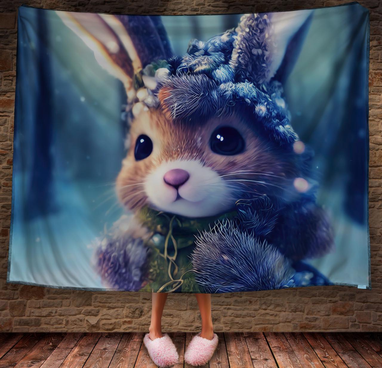 Плед із 3D принтом 05 Кролик у зимовому казковому лісі 150х200 см (epi_1817)