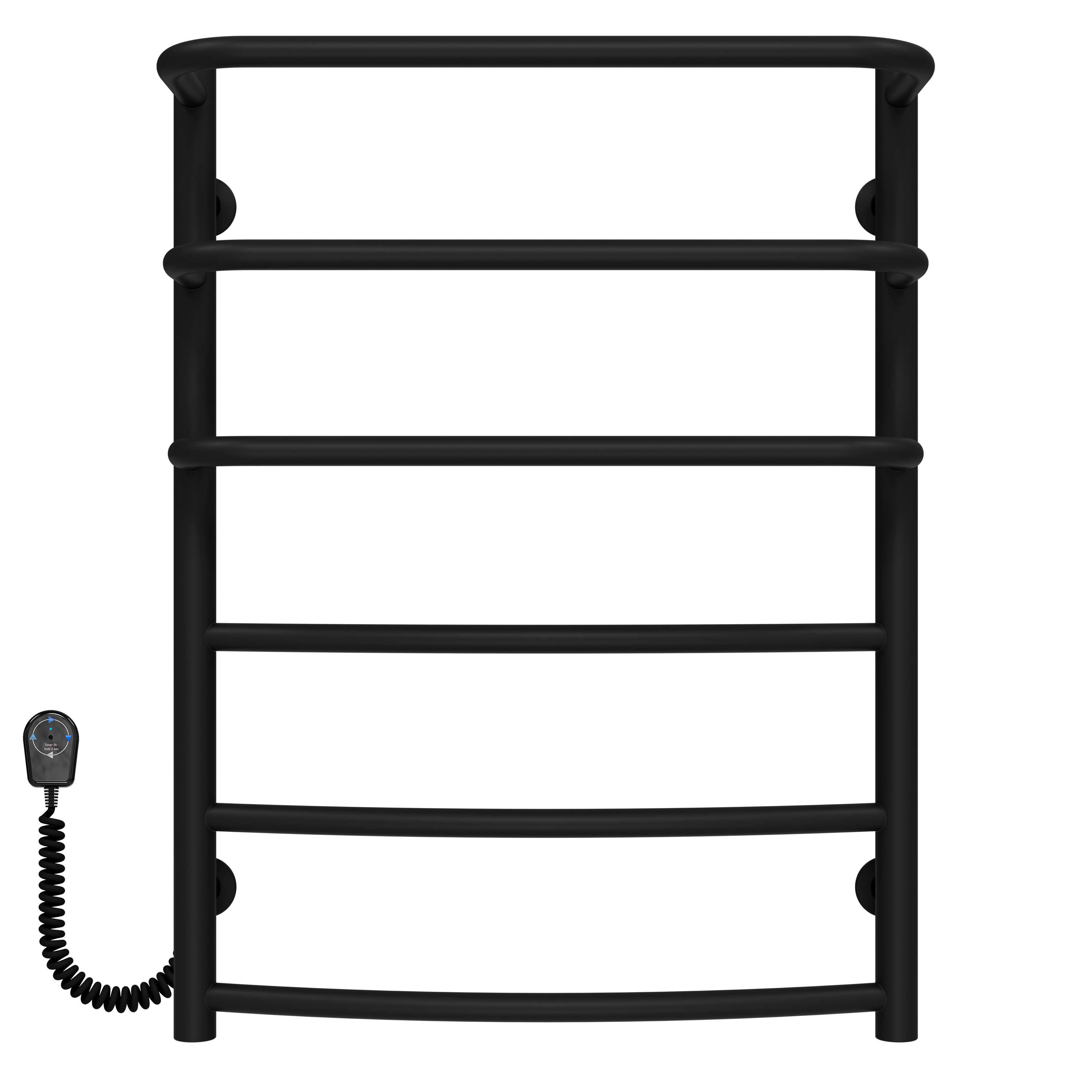 Полотенцесушитель электрический Deffi Каскад Дуга П6 EF16 левое подключение нержавеющая сталь 500х700 мм Черный (C.KD.70.50.6.EBL5)