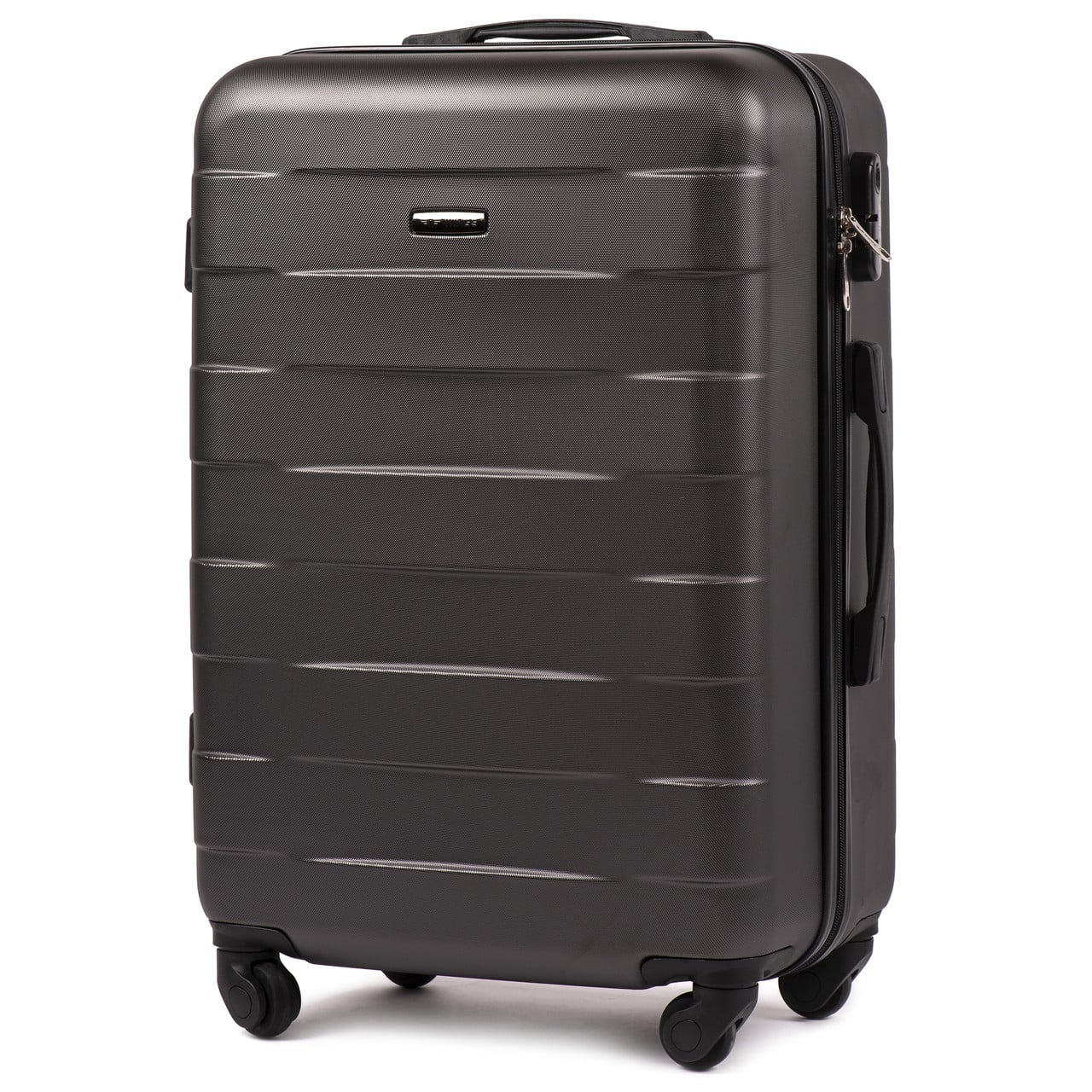 Чемодан пластиковый Wings 401 средний на 4 колесах 65х43х22 см 59 л Темно-серый