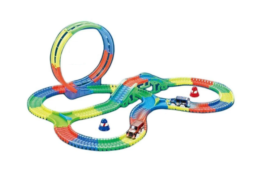 Трек неоновая трасса с подсветкой 227 деталей машинка на батарейках (126-1) Трек неоновая трасса с подсветкой 227 деталей машинка на батарейках (126-1)