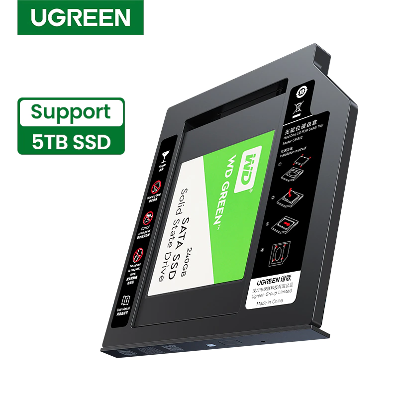 Адаптер UGREEN CM322 9,5 мм для підключення HDD/SSD 2,5" Black (70657) - фото 2