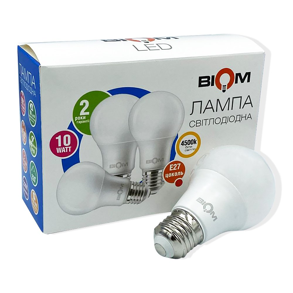 Светодиодная лампа Biom А60 10W E27 4500K BT-510/3 3 шт. (2096046142)