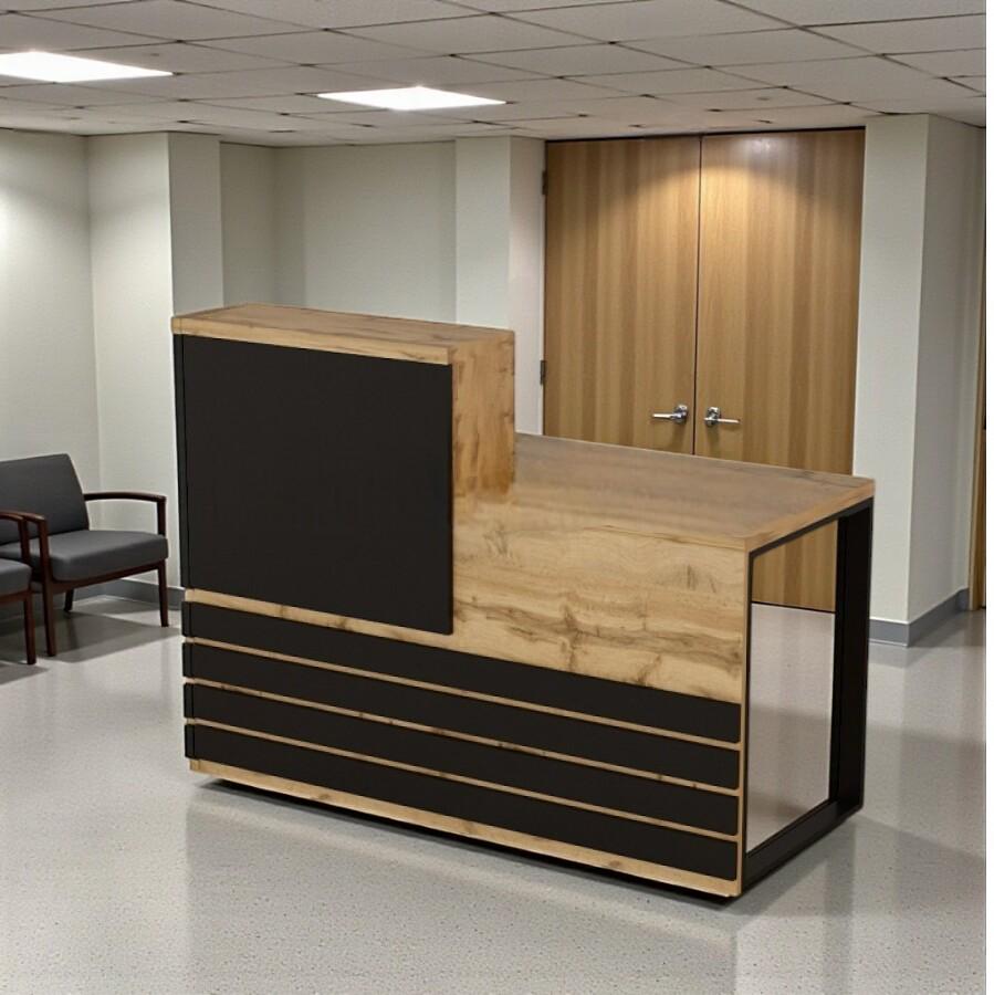 Стойка администратора Tobi Sho Ресепшн/5 правосторонняя для офиса 1400х636х1090 мм Дуб аппалачи/Черный