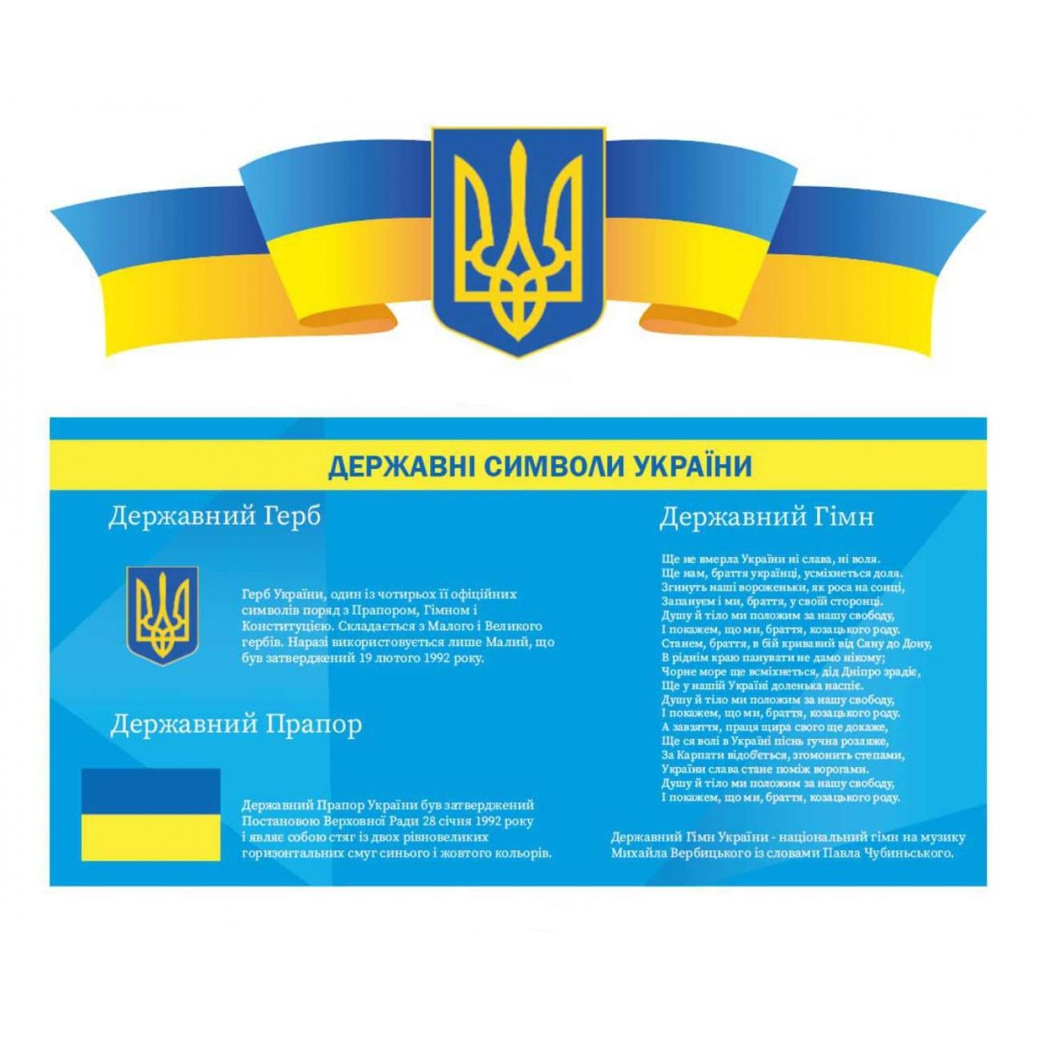 Комплект інформаційних стендів "Державні символи України" (д-2873)