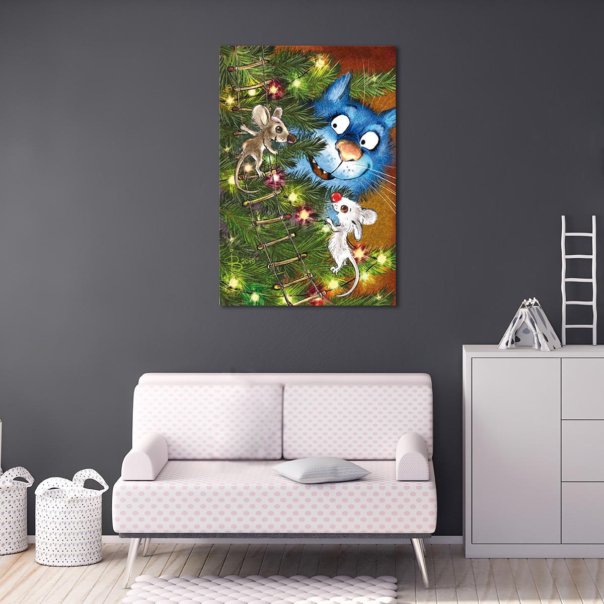 Модульная картина Елку наряжаем 1 модуль 80x120 см