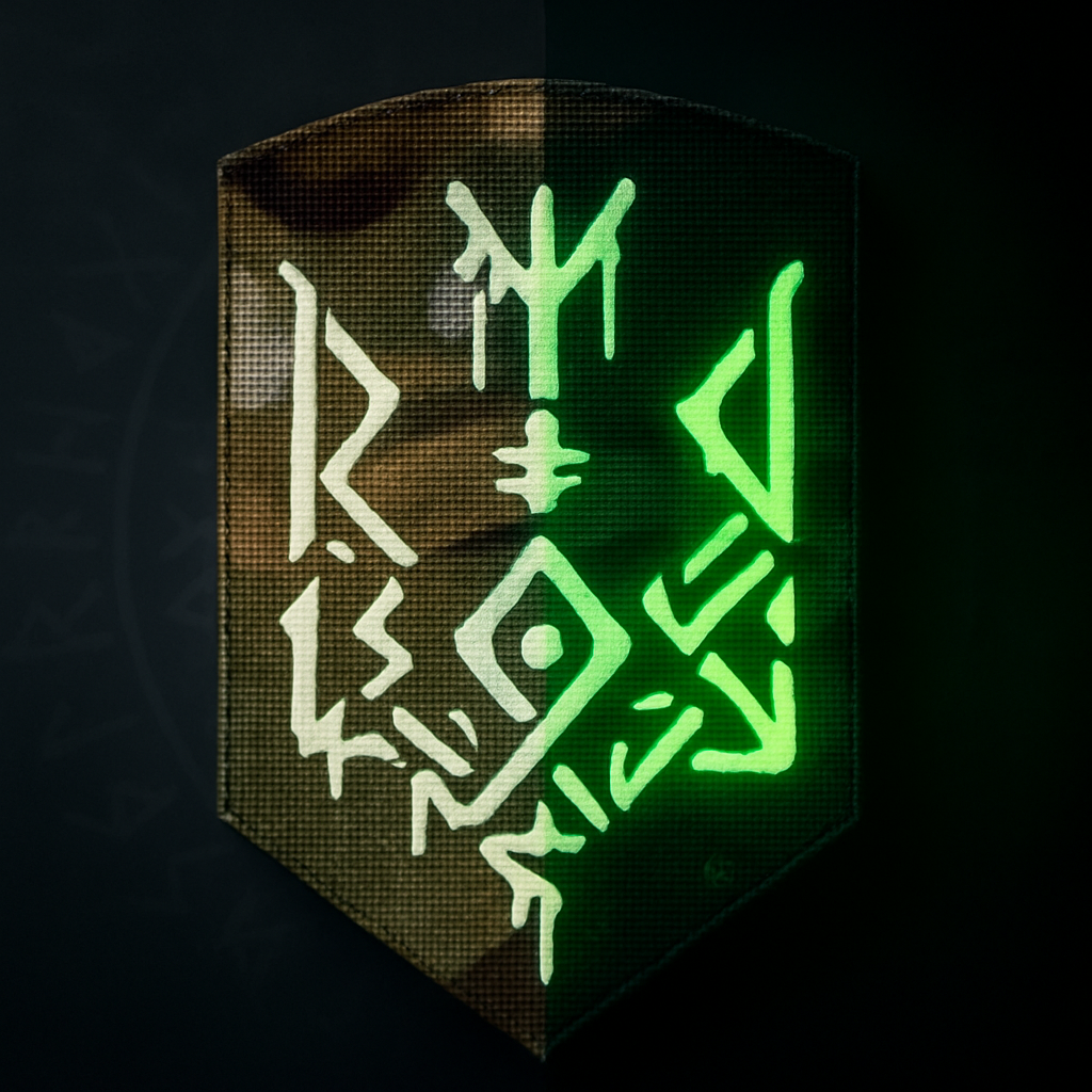 Шеврон на липучці Laser Cut Герб рунами 70х100 мм Мультикам/Люмінісцентний - фото 3