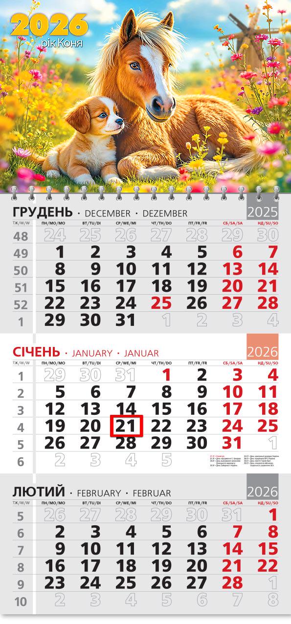 Календар на 2026 р. Офісний 3 Дружба без умовностей