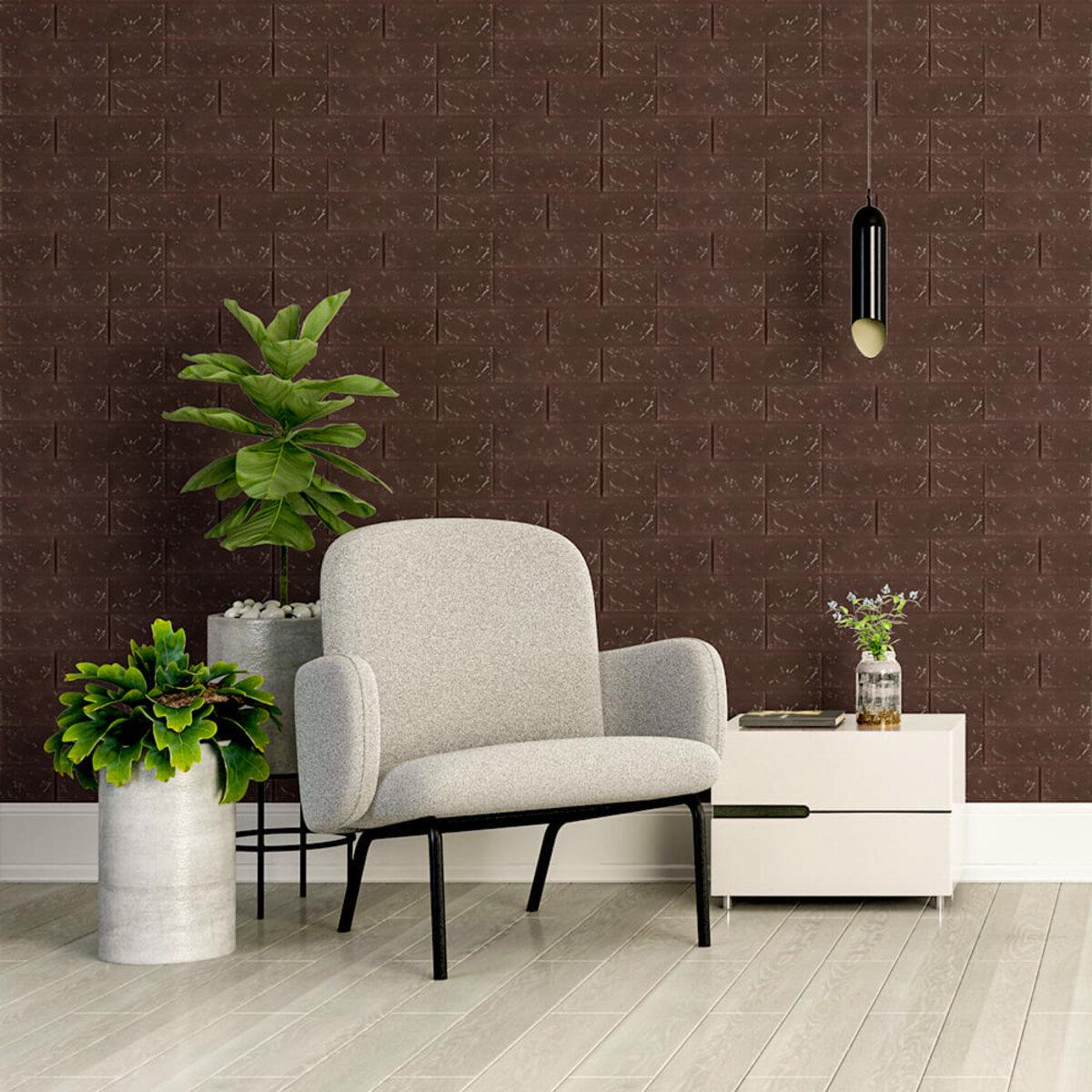 Панель самоклеящаяся 3D кирпич 018-3 700х770х3 мм Черный шоколад (SW-00000543) - фото 5 Панель самоклеящаяся 3D кирпич 018-3 700х770х3 мм Черный шоколад (SW-00000543) - фото 5