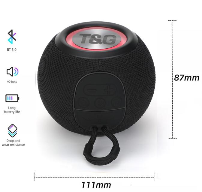 Колонка TG-337 з RGB-підсвіткою та радіо Bluetooth Чорний (TG-337B) - фото 3