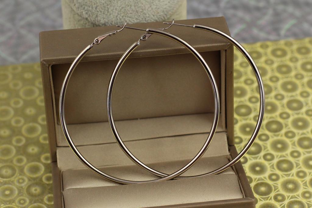 Серьги кольца Xuping Jewelry гладкие 6 см Серебристый