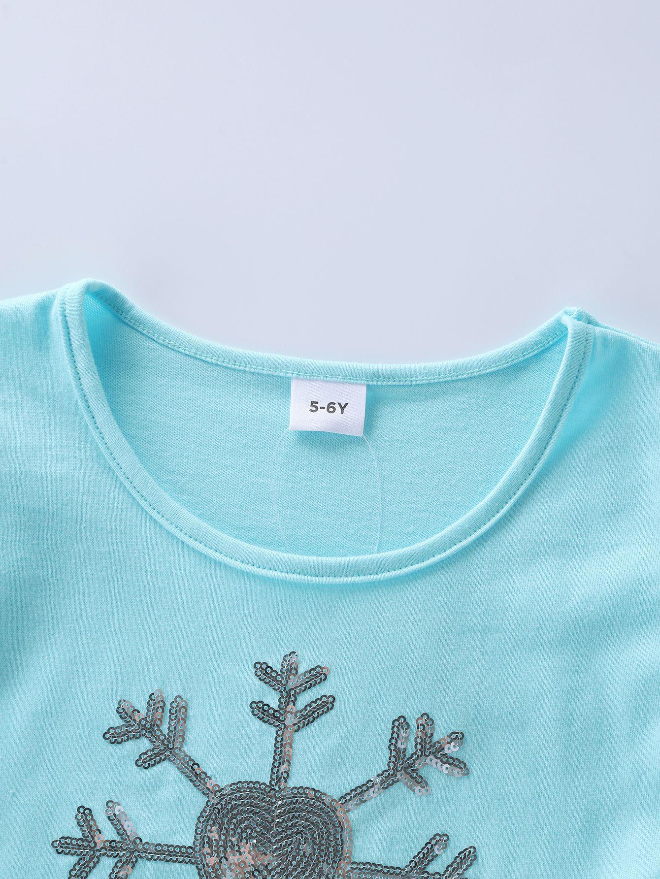 Платье детское со снежинкой 100 см Голубой (23992135) - фото 3