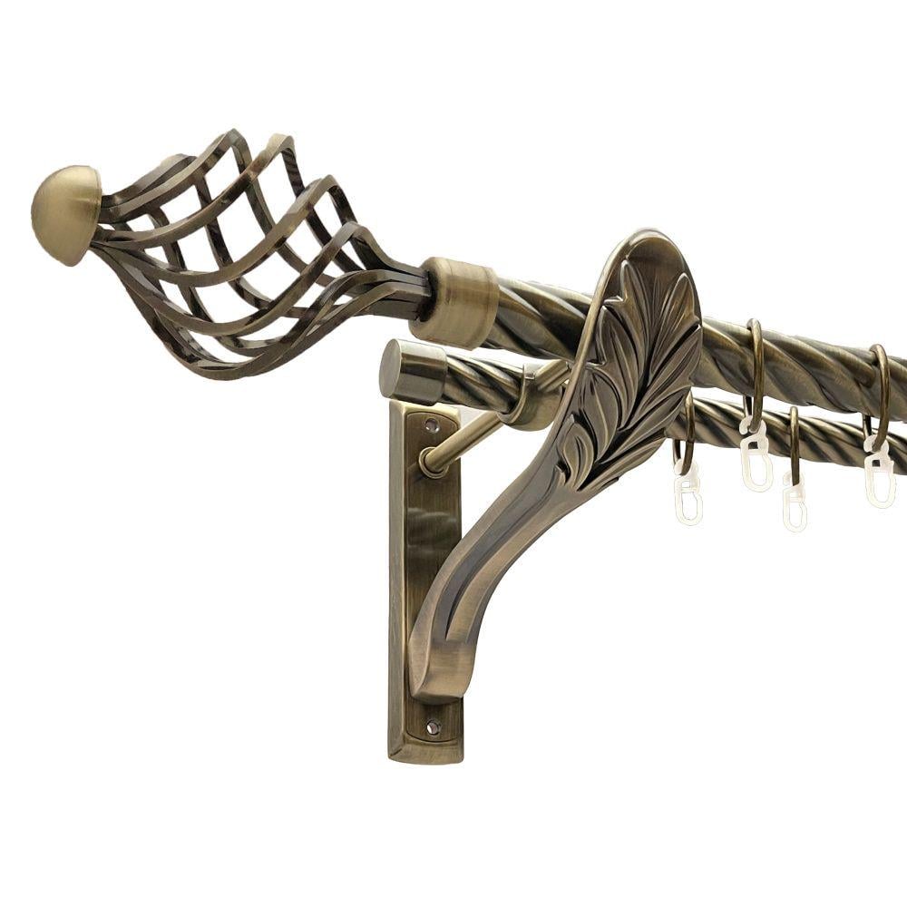 Карниз металлический Orvit Арезо двухрядный ретро скрученная труба/кольцо металлическое Антик 25/19 мм 300 см (00-00016401)