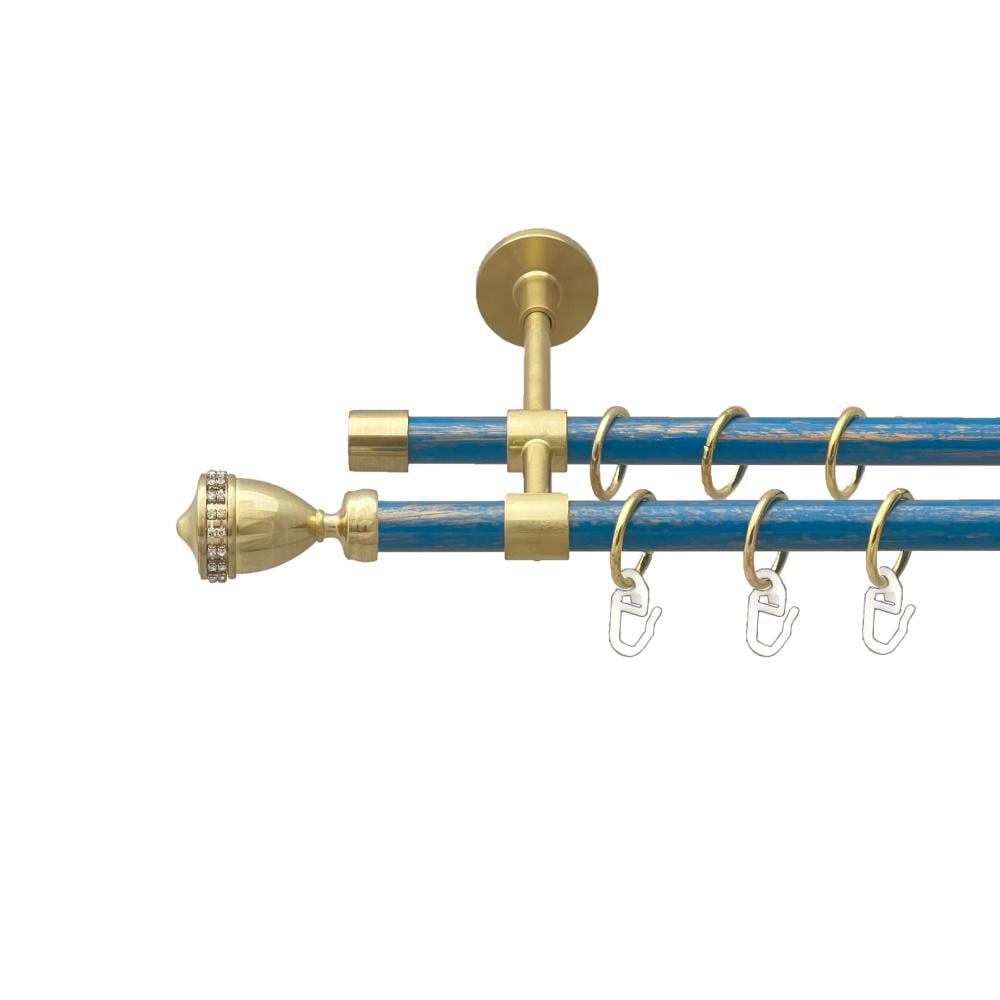 Карниз Orvit Етернія металевий дворядний закритий гладка труба кільце металеве Матове - Блакить 16/16 мм 200 см Золото (00-00025037)