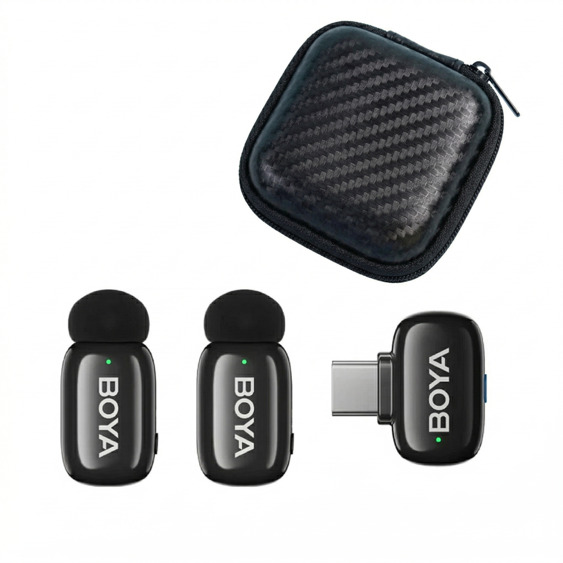 Микрофон петличный Boya mini USB Type-C для iPhone и Android беспроводной + жесткий кейс для хранения петлички для телефона 2 шт. (50066)