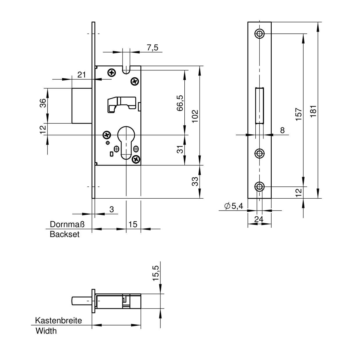 Замок ригельный для алюминиевых дверей Wilka Lock 038R/D35 (038R/000009/PL) - фото 2