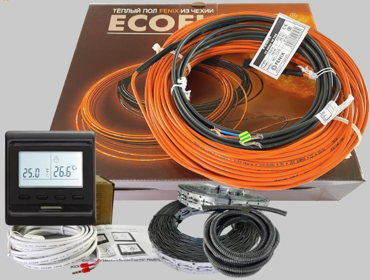 Комплект теплого пола в стяжку Fenix ADSV 18 260 Вт 1,4-2,3 м2 с программируемым терморегулятором Черный (51016)