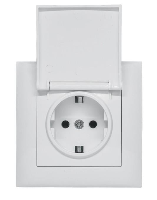 Розетка з заземлення бризгозахищена RS16-473 White Розетка з заземлення бризгозахищена RS16-473 White