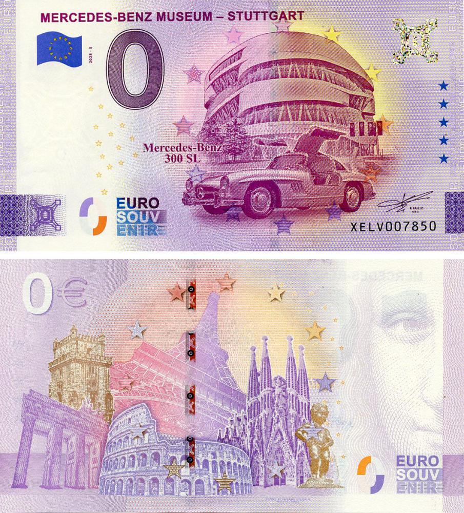 Коллекционная банкнота Германия 0 ЕВРО 2025 UNC Музей Mercedes-Benz-Штутгарт
