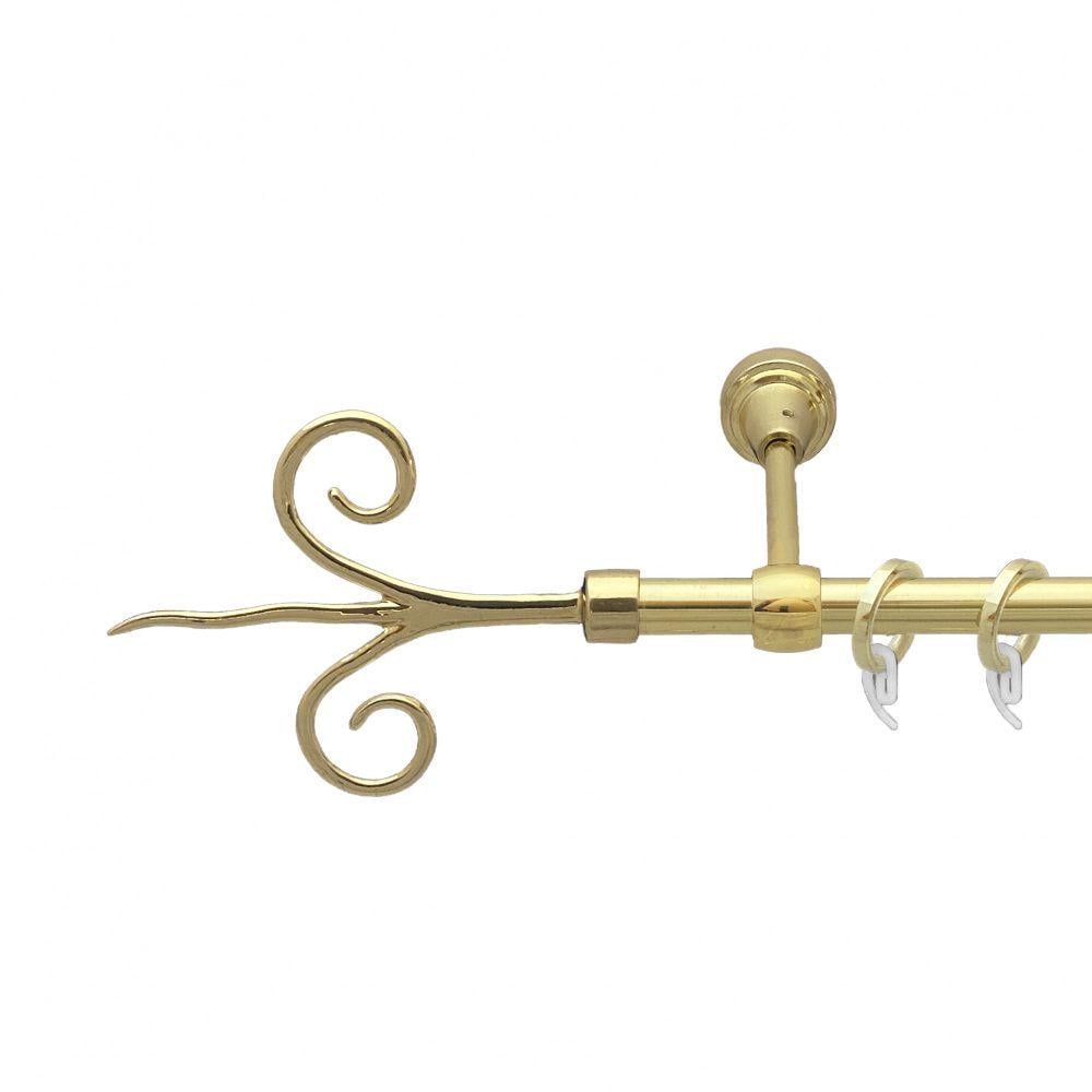 Карниз Orvit Фантазія металевий однорядний литий гладка труба кільце фасонне металеве 16 мм 200 см Золото (7717711)