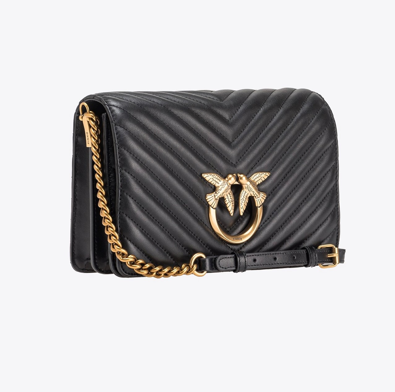 Женская сумка кросс-боди Pinko Classic Love Bag Click Chevron кожаная Черный Женская сумка кросс-боди Pinko Classic Love Bag Click Chevron кожаная Черный