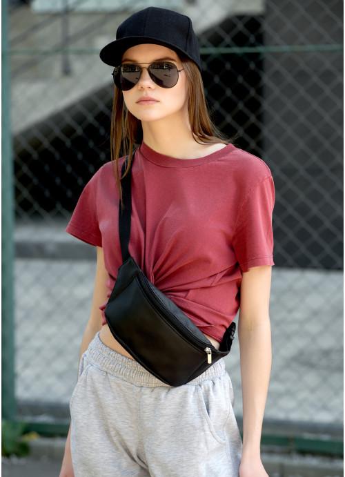 Поясная сумка женская Sambag из экокожи Черный (817031512)