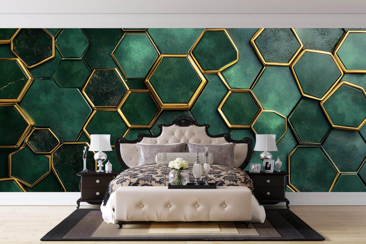 Фотообои флизелиновые Styleo Print-walls 3D Зеленые соты 0115 350х270 см (Pw-0115/3)