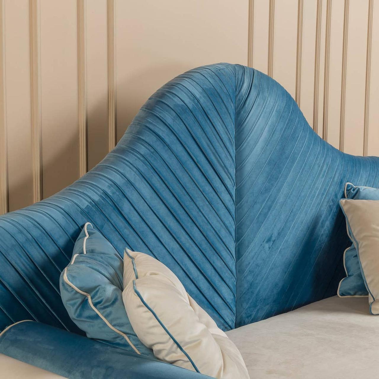 Диван дитячий MeBelle PANKTI велюровий з нішою для білизни 80х170 см Білий/Блакитний (DD_006_2) - фото 6