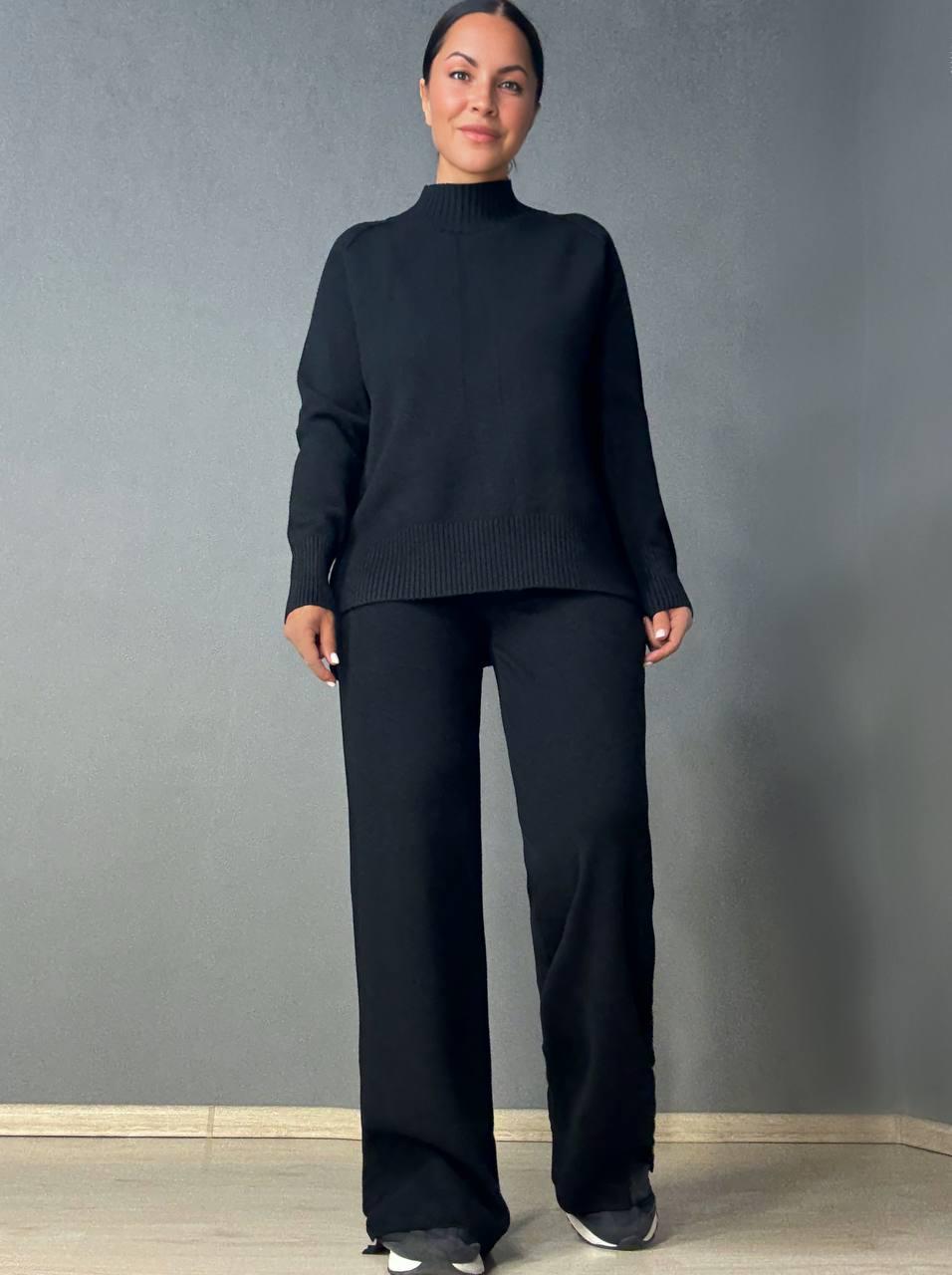 Костюм жіночий ACCORDDREAM 6841-8636 светр з брюками палаццо в'язаний OS Чорний (5179) - фото 1