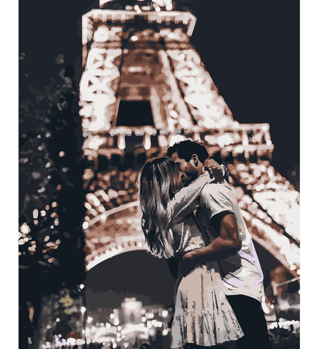 Картина по номерам Strateg Поцелуй под Эйфелевой башней 40x50 см (VA-1534)