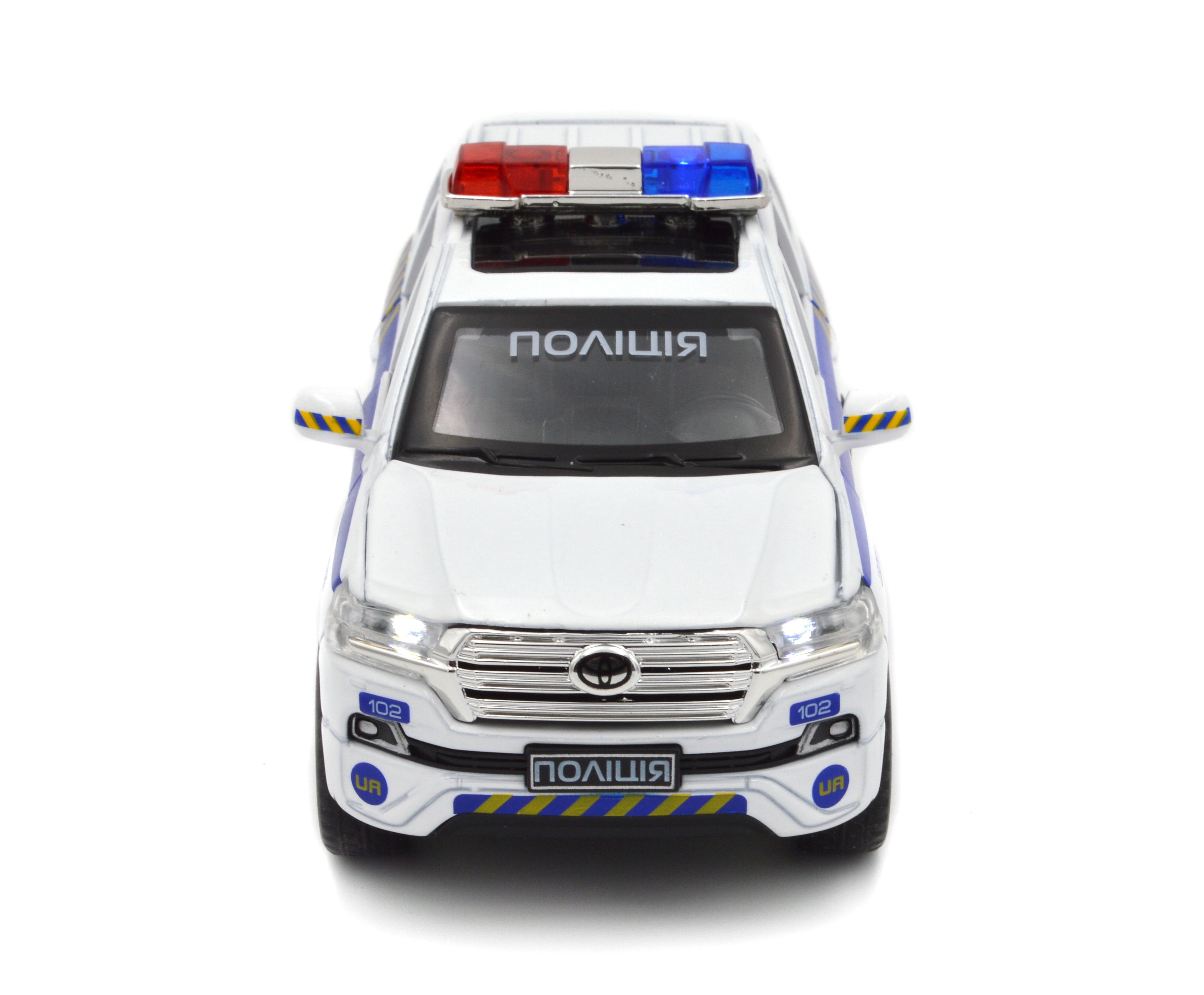 Модель металлическая Toyota Land Cruiser Полиция инерция/звук/свет фар 1:32 (41153) - фото 8 Модель металлическая Toyota Land Cruiser Полиция инерция/звук/свет фар 1:32 (41153) - фото 8