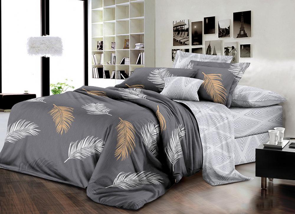 Комплект постельного белья Комфорт текстиль Ранфорс Франк 145x215 см Семейный с простынью на резинке 70x70 см ( КТ_pvu_3756_41_70x70 )