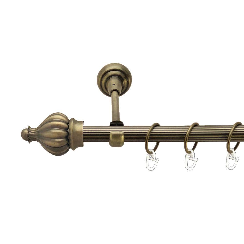 Карниз металевий Orvit Таджа однорядний відкритий/рифлена труба/кільце металеве Антик 19 мм 300 см (00-00017288)