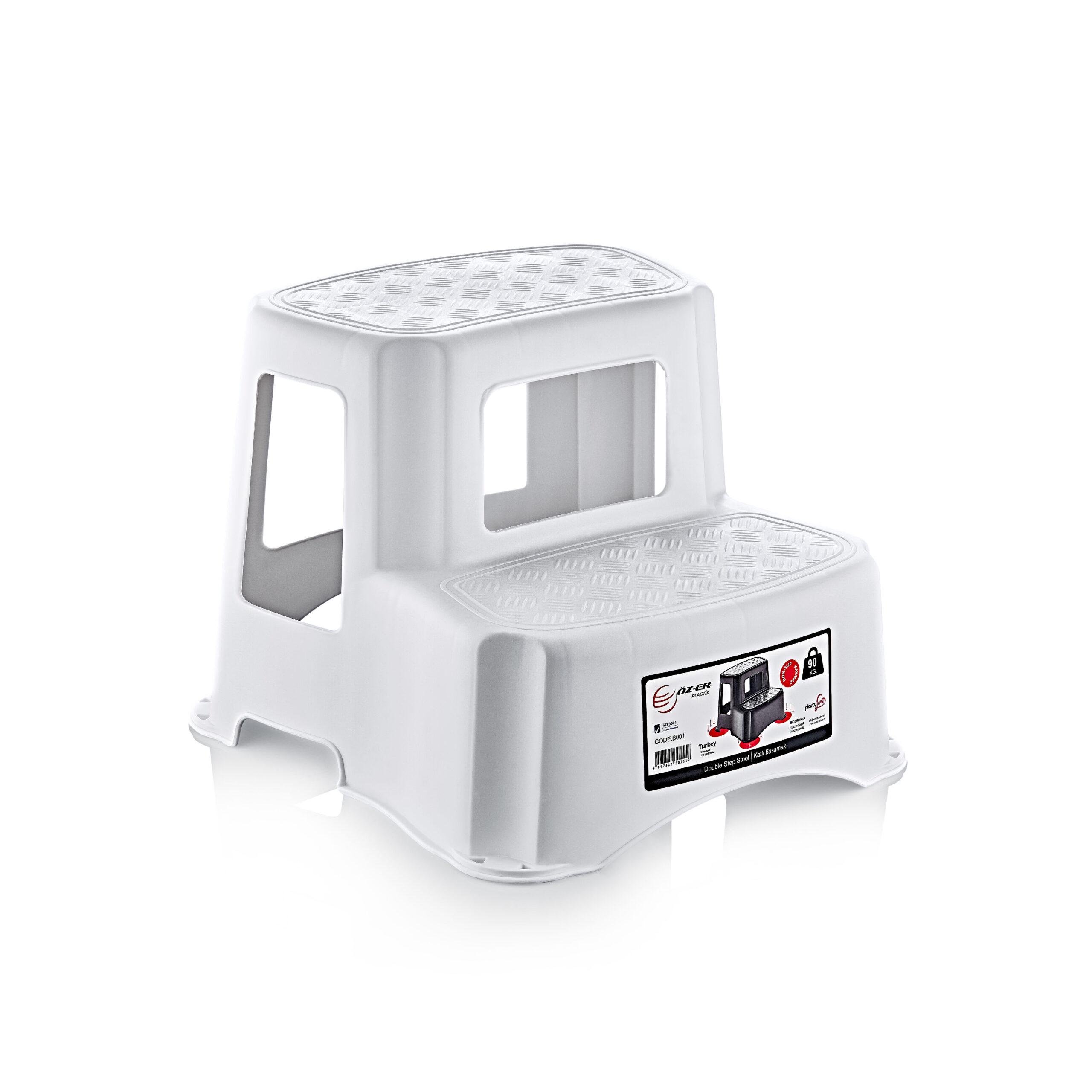 Табурет лестница пластиковая на 2 ступени Белый