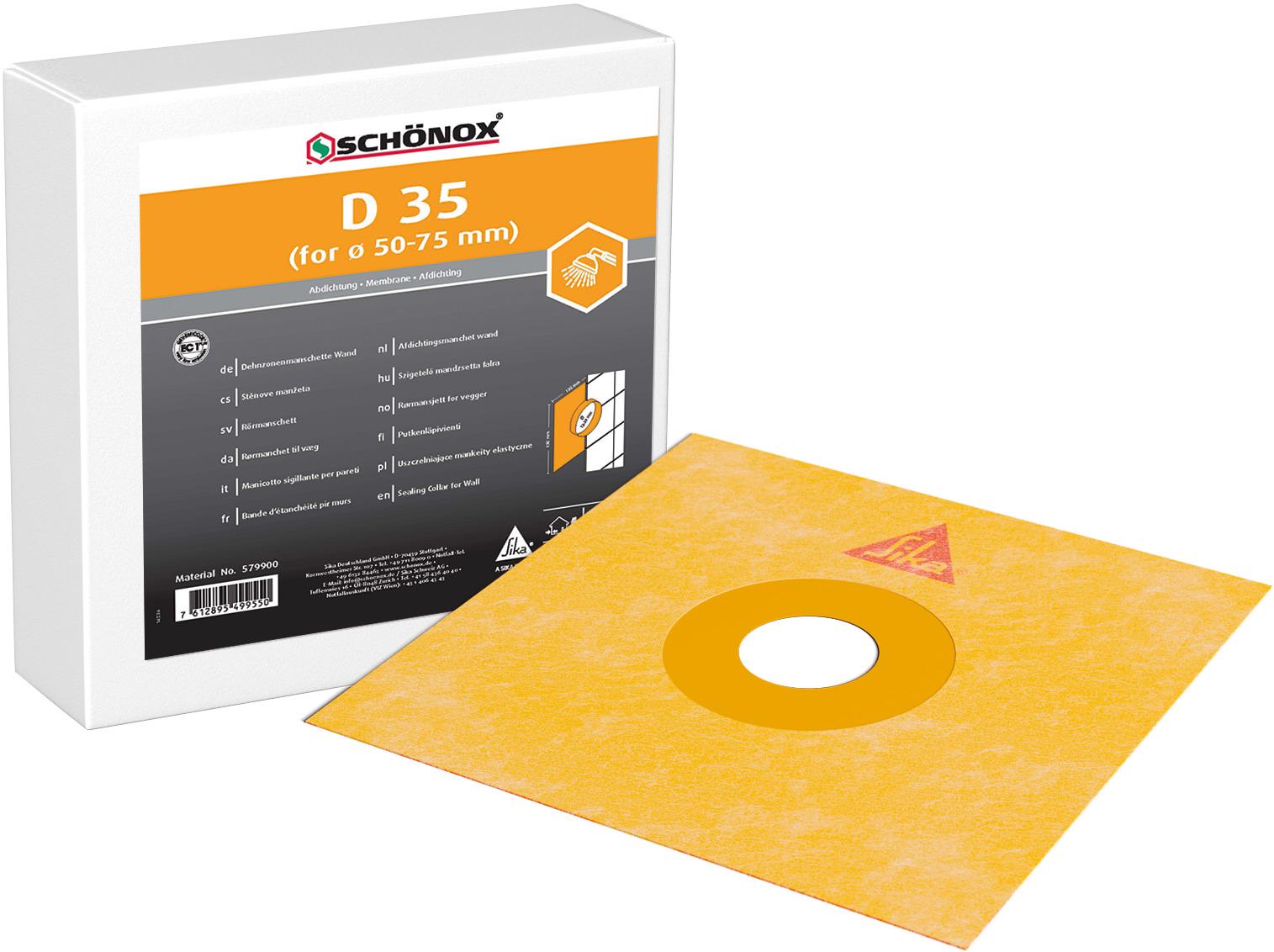 Элемент уплотнения для вывода коммуникации SCHONOX D35 настенный 180x180 мм (14545038)