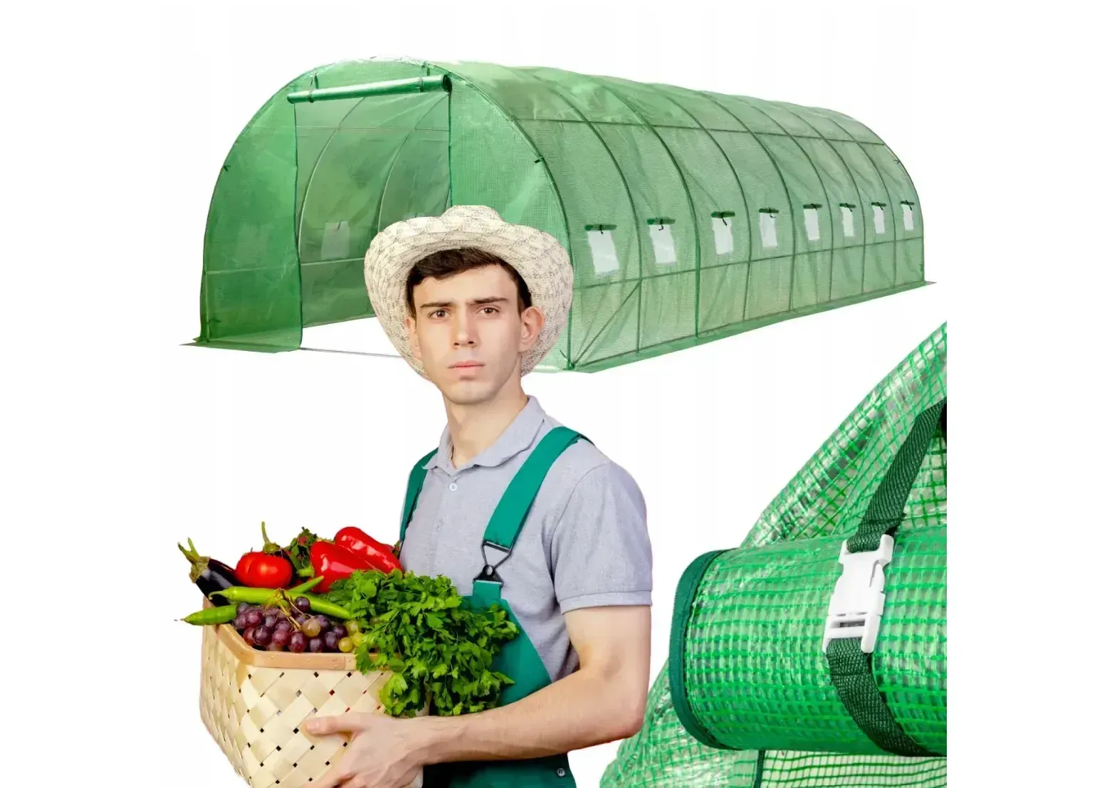 Теплица арочная под пленку с окнами VOLSO POLSKA 8х3х2 м Зеленый - фото 3 Теплица арочная под пленку с окнами VOLSO POLSKA 8х3х2 м Зеленый - фото 3