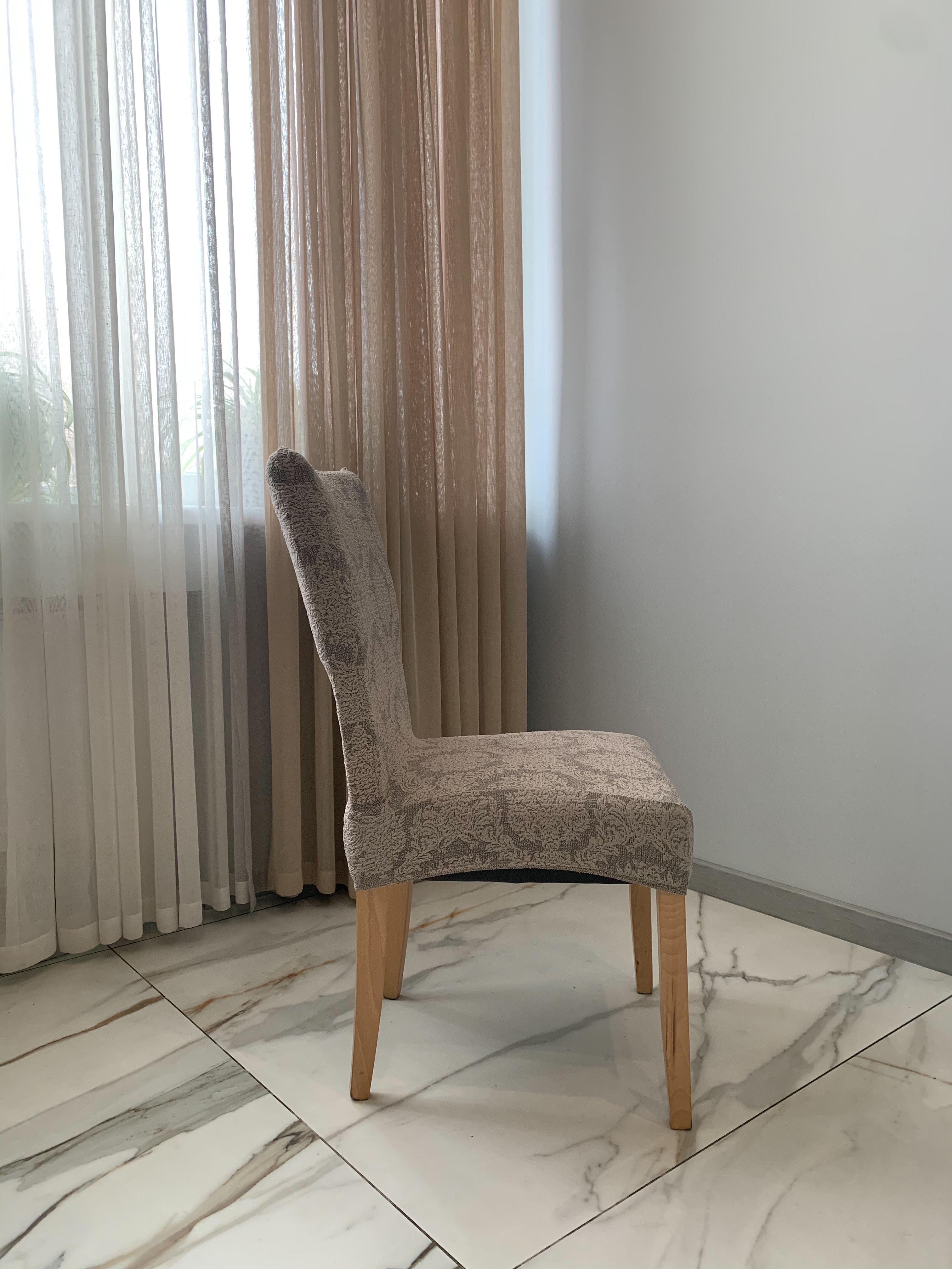 Чехол для стула со спинкой универсальный натяжной жаккард Какао (2268849241) - фото 4 Чехол для стула со спинкой универсальный натяжной жаккард Какао (2268849241) - фото 4