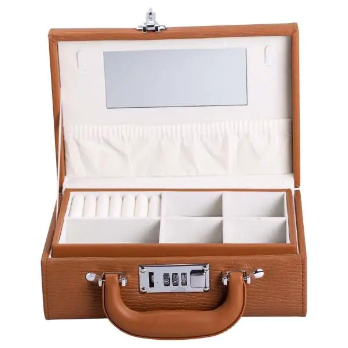 Шкатулка для украшений из экокожи 2 яруса с кодовым замком HP-5-24R (A-033871)