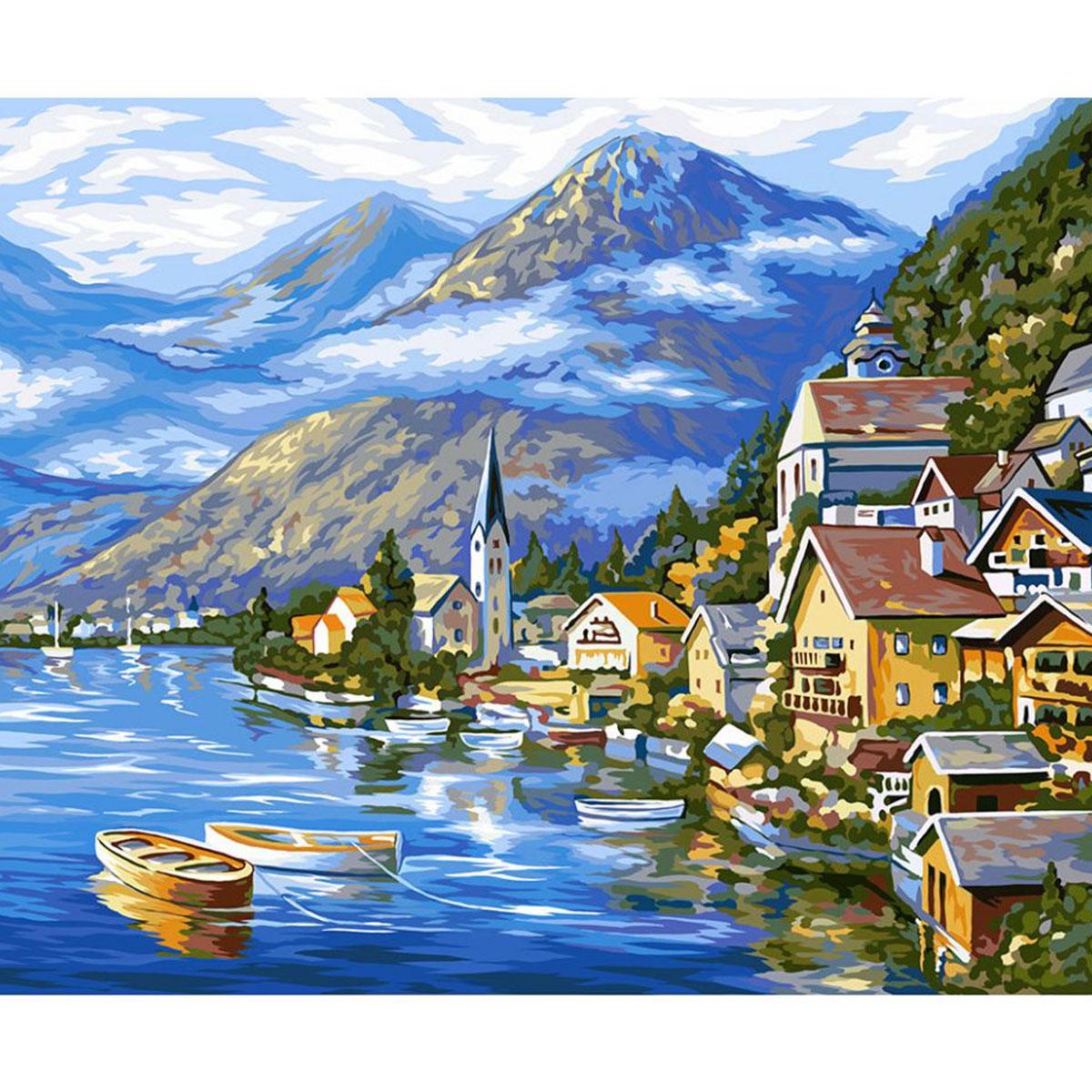 Алмазная мозаика Santi Городок у озера 40х50 см на подрамнике (954106)