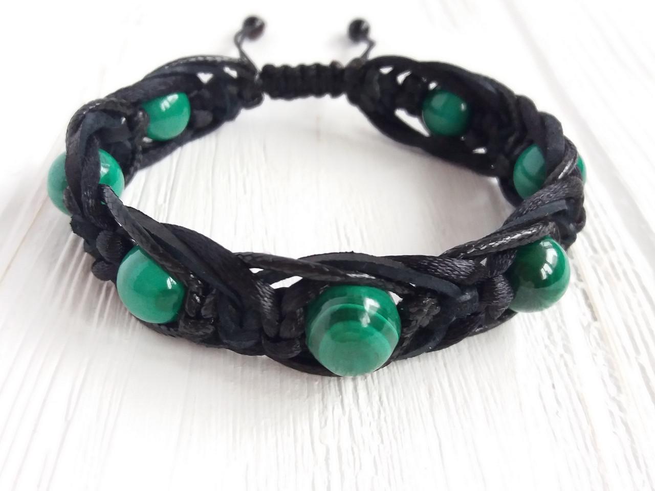 Браслет из Малахита плетеный d 10 мм (1118311692)